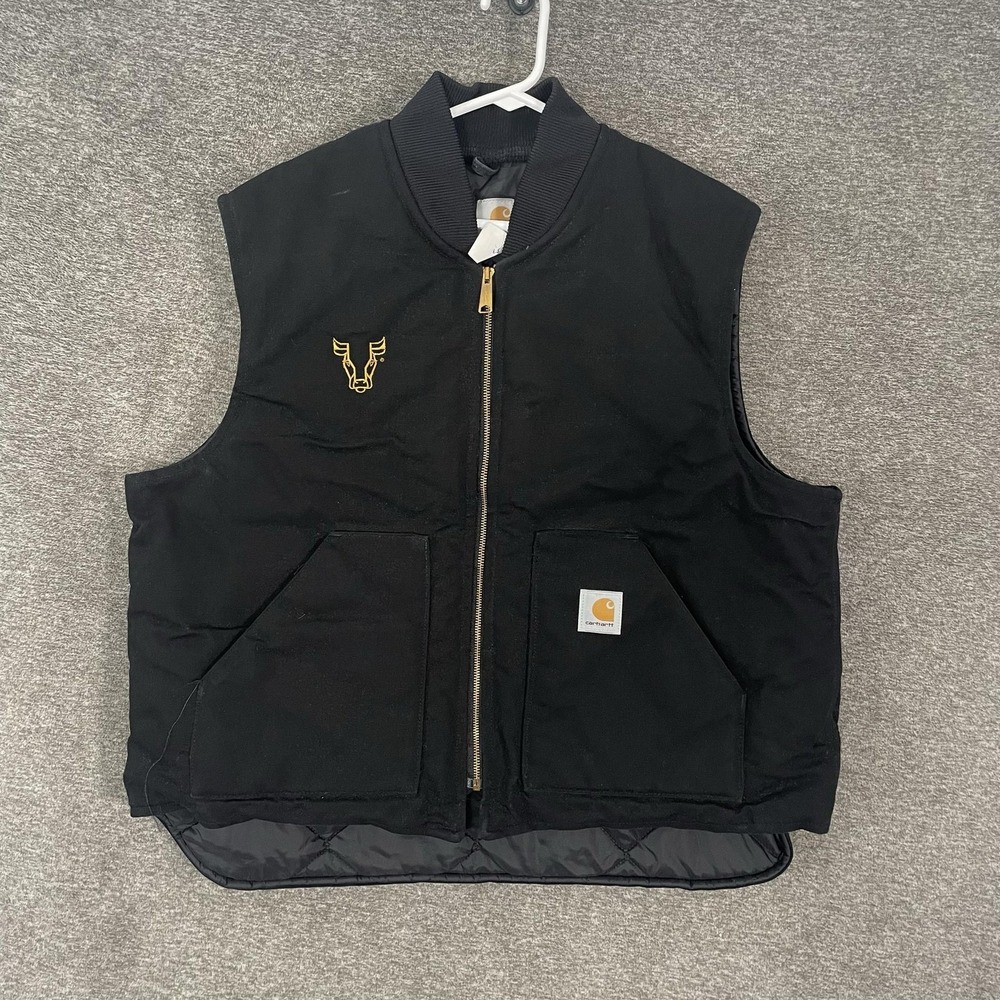 Carhartt Vest Mens 2XL Black Quilted Canvas Insulated Bull Full Zip V01 BLK